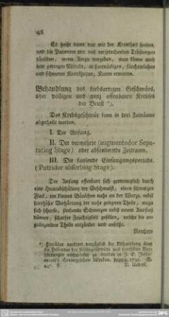 Behandlung des krebsartigen Geschwürs, oder völligen und ganz offenbaren Krebses der Brust