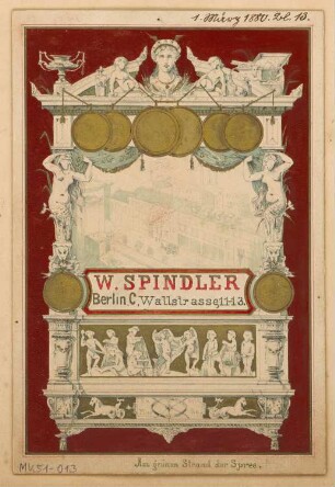 Titelvignette für die Fa. Spindler, Berlin-Köpenick Monatskonkurrenz März 1880: Ansicht