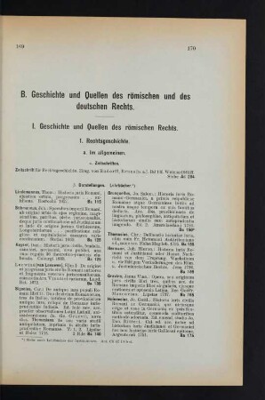 B. Geschichte und Quellen des römischen und deutschen Rechts.