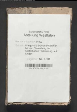 Tabakszuschlagsregister von der Stadt Ibbenbüren