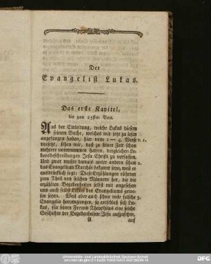 Das erste Kapitel, bis zum 25sten Vers.