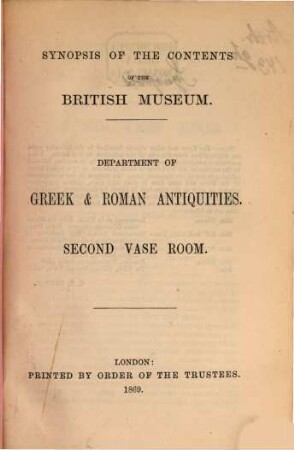 A Guide to the Second Vase Room in the Department of Greek and Roman Antiquities : British Museum