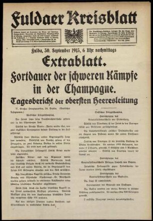 Ausgabe vom Donnerstag, den 30. September 1915.