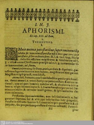 Aphorismi Ex cap. XIII. ad Rom.