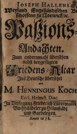 Joseph Hallens ... Passions-Andachten
