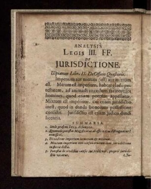 Analysis Legis III. Ff. De Iurisdictione