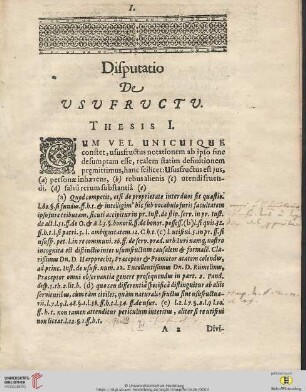 Disputatio: De Usufructu