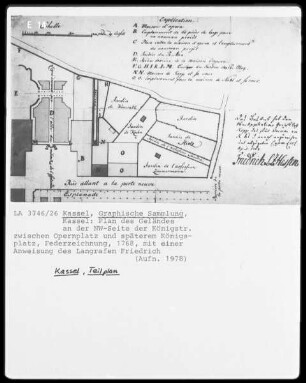 Kassel & Plan des Geländes an der Nordwest-Seite der Königsstraße zwischen Opernplatz und späterem Königsplatz