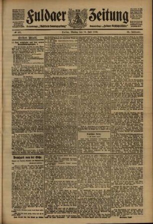 Erste Ausgabe vom Montag, den 19. Juli 1909.