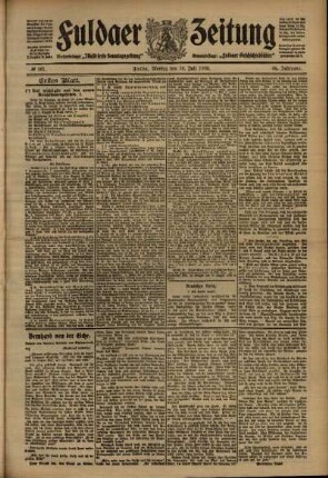 Erste Ausgabe vom Montag, den 19. Juli 1909.