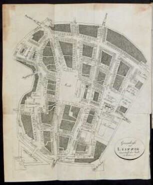 Grundriss von Leipzig innerhalb der Stadt..Mauer
