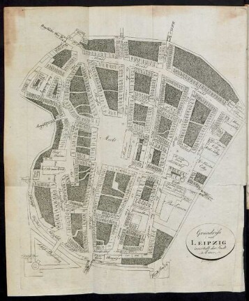 Grundriss von Leipzig innerhalb der Stadt..Mauer