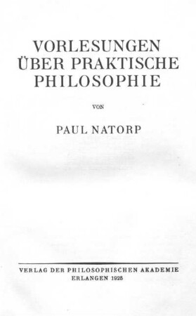 Vorlesungen über praktische Philosophie