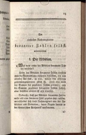 Die einfachen Rechnungsarten benanneter Zahlen selbst.