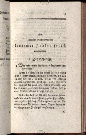 Die einfachen Rechnungsarten benanneter Zahlen selbst.