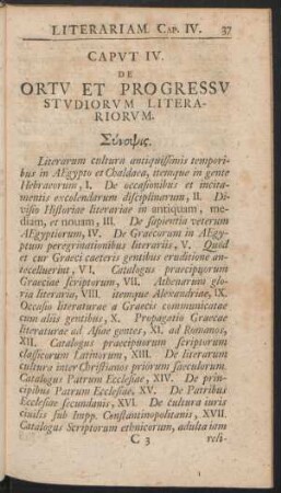 Capitel IV. De Ortu Et Progressu Studiorum Literariorum