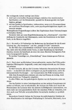 V. Zusammenfassung I. bis IV.