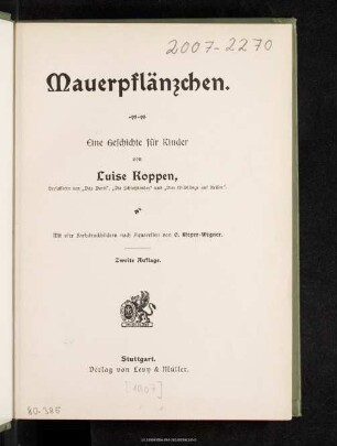 Mauerpflänzchen : eine Geschichte für Kinder