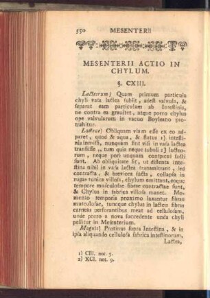 Mesenterii Actio in Chylum