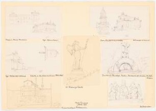 Ornamentstudien aus Berlin: sieben Bauwerke, Berlin: Neues Museum (Museumsinsel); Königliches Schauspielhaus (Gendarmenmarkt); Glocke des Gendarmenturmes; Bethanien-Krankenhaus (Mariannenplatz); Dom am Gendarmenmarkt