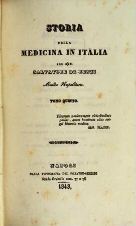 Storia della medicina Italiana. 5