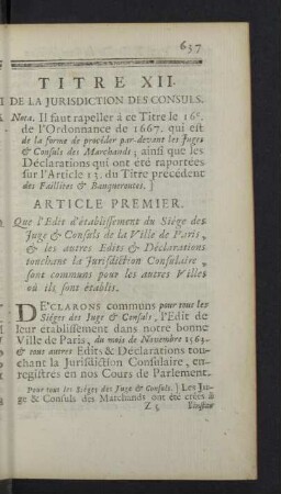 Article premier.