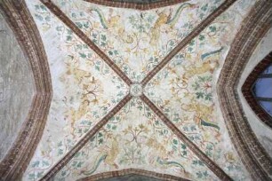 Gewölbebilder mit Drolerien, Ranken- und Laubwerk — Flötende Fabelwesen, Ranken- und Laubwerk