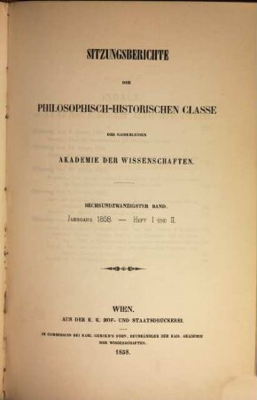 Sitzungsberichte. 26. 1858