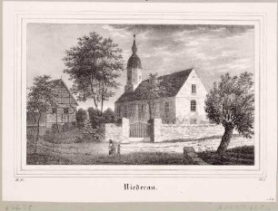 Die Kirche in Niederau östlich von Meißen von Süden, aus Sachsens Kirchen-Galerie von Hermann Schmidt, 1837, Bd. 1