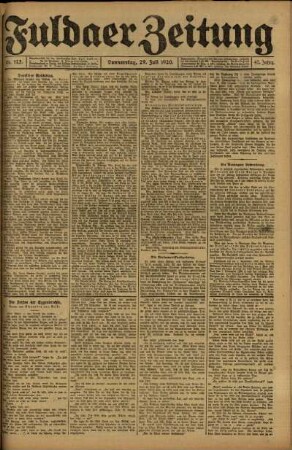 Ausgabe vom Donnerstag, den 29. Juli 1920.