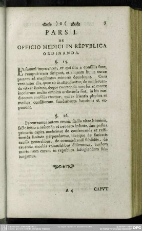 Pars I. De Officio Medici In Republica Ordinanda