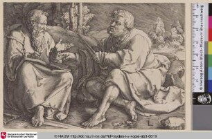 [St. Peter und Paul in einer Landschaft; Sts Peter and Paul seated in a landscape]