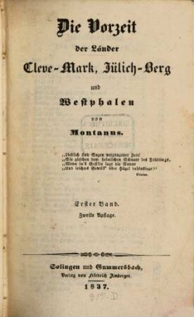 Die Vorzeit der Länder Cleve-Mark, Jülich-Berg und Westphalen, 1