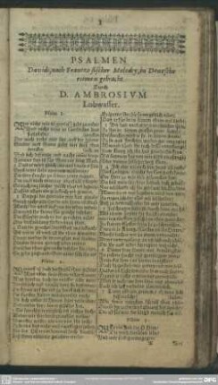 Psalmen Davids, nach Frantzosischer Melodey, in Deutsche reimen gebracht Durch D. Ambrosium Lobwasser