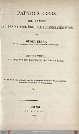 1: Die Gewichte und Hohlmaasse des Papyrus Ebers