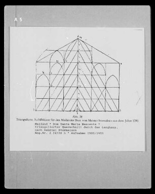 Dom Santa Maria Nascente, triangulierter Querschnitt durch das Langhaus