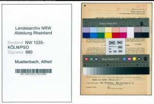 Entnazifizierung Alfred Muellenbach , geb. 14.07.1913 (Expedient)