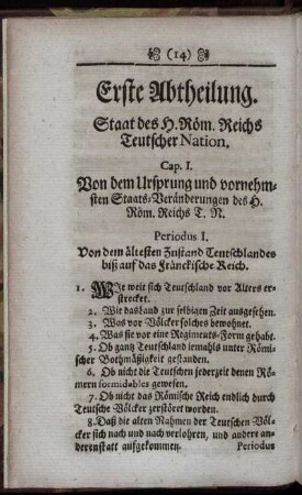 Erste Abtheilung. Staat des H. Röm. Reichs Teutscher Nation.