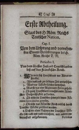 Erste Abtheilung. Staat des H. Röm. Reichs Teutscher Nation.