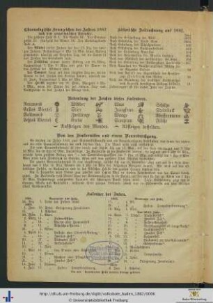 Chronologische Kennzeichen des Jahres 1882.