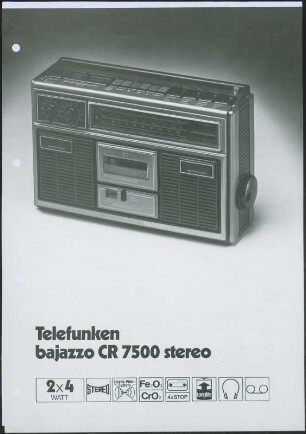 Werbeblatt: Werbeblatt für das Telefunken bajazzo CR 7500 stereo