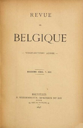 Revue de Belgique. 13 = A. 27. 1895