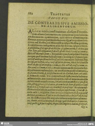Caput VII. De Contrarii Sive Amissione Alimentorum