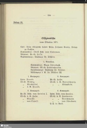 Anlage 33. Offiziersliste vom Oktober 1871