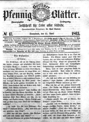 No. 17, Sonnabend, den 25. April 1863