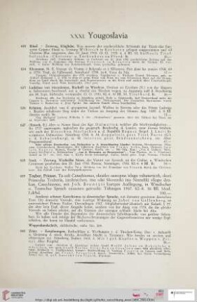 XXXI. Yougoslavia (Nr. 633 - 640)