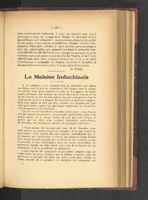 Le Malaise Indochinois.
