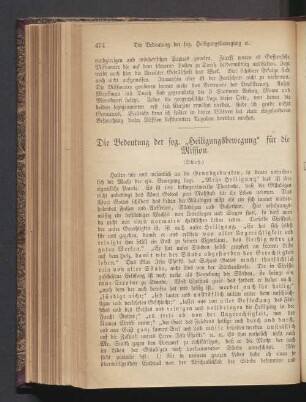 Die Bedeutung der sog. ,,Heiligungsbewegung" für die Mission