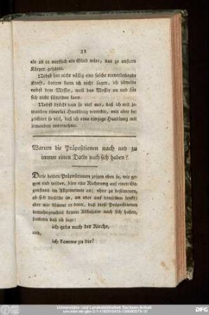 Warum die Präpositionen nach und zu immer einen Dativ nach sich haben?