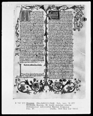 Sammelhandschrift mit Hrabanus Maurus, De laudibus Sanctae Crucis und der Defensorium inviolagae Beatae Virginis — ---, Folio 41 rectoTextblatt